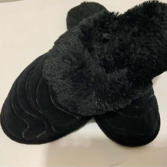 Dearfoams black clogs  Sequined Slippers large 9-10 - Picture 4 of 7